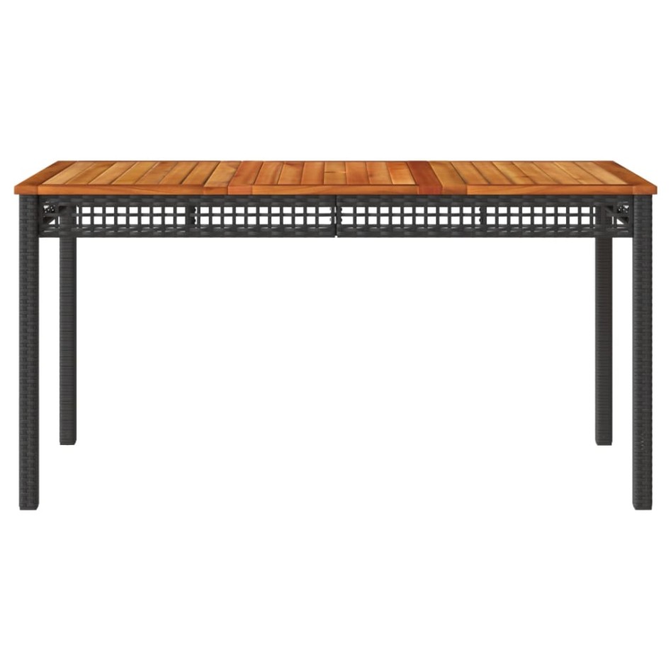 Mesa de jardín ratán sintético madera acacia negro 140x80x75