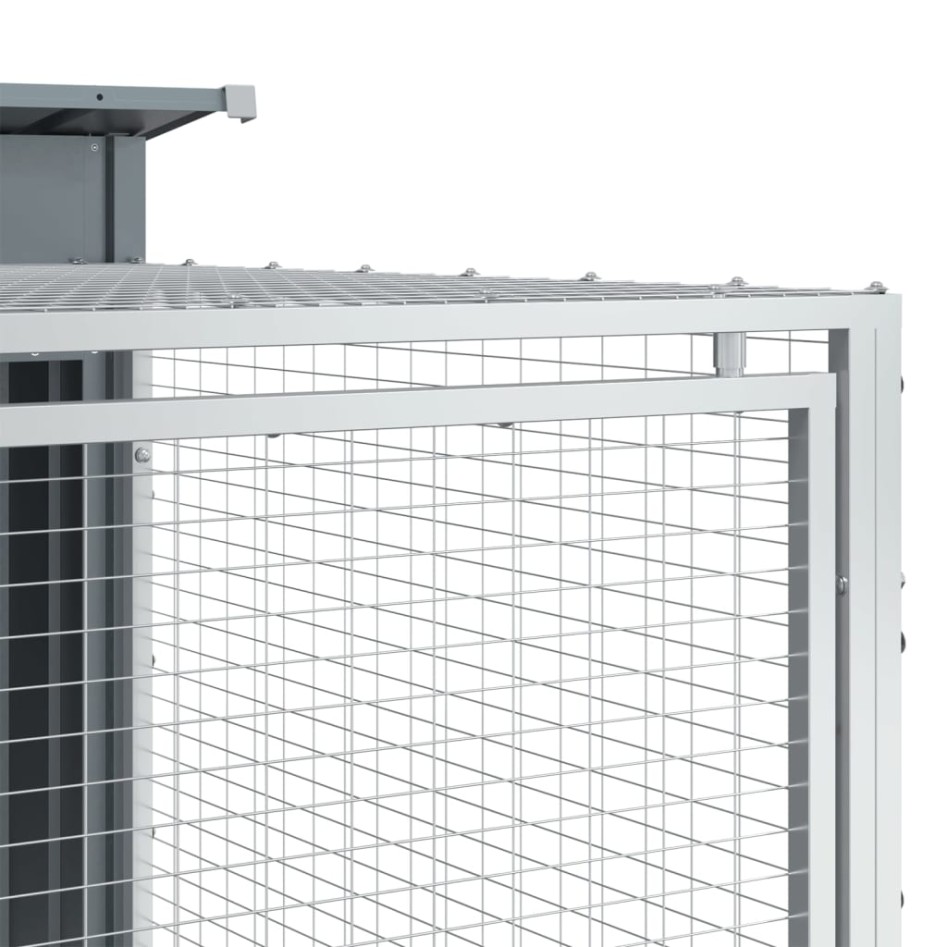 Caseta perros con corral acero galvanizado gris 153x194x110