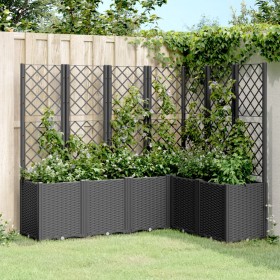 Jardinera con enrejado PP negro 160x120x140