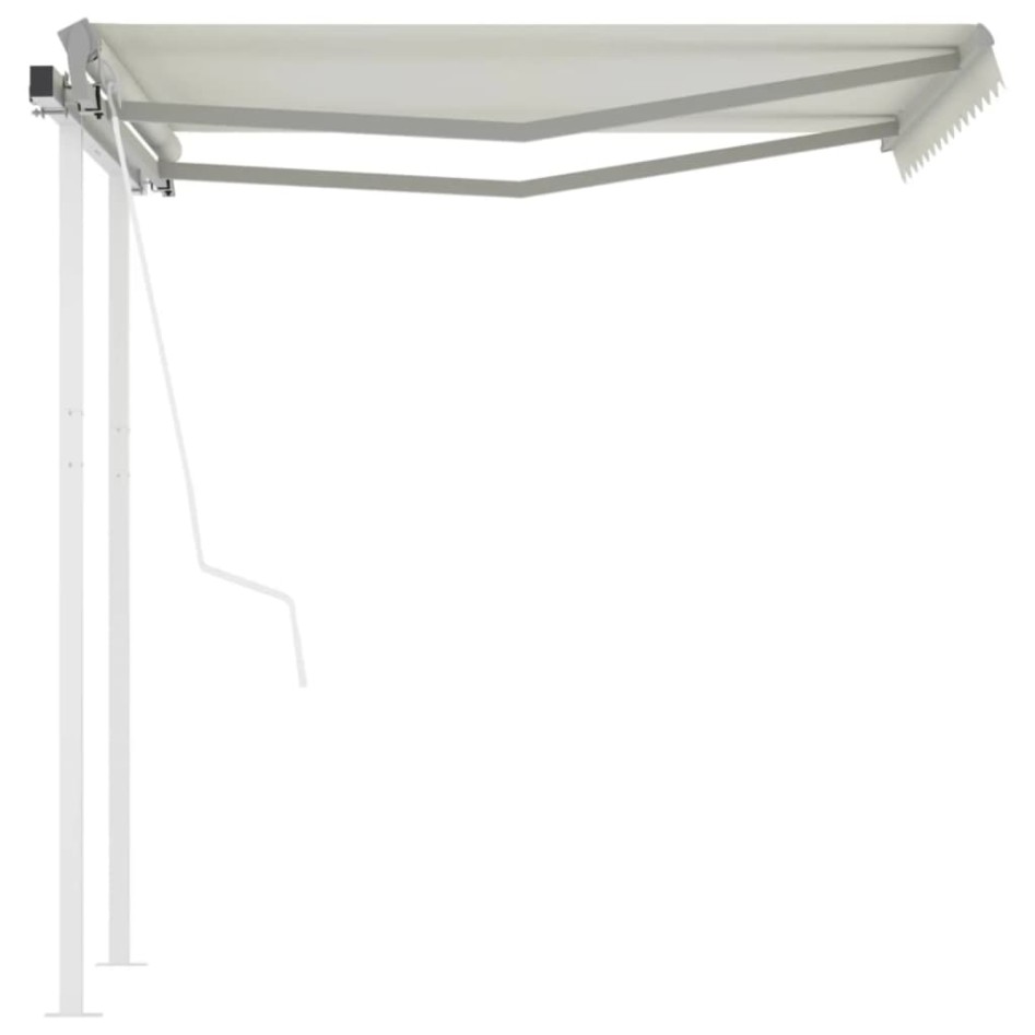 Toldo retráctil automático con postes crema 3,5x2,5