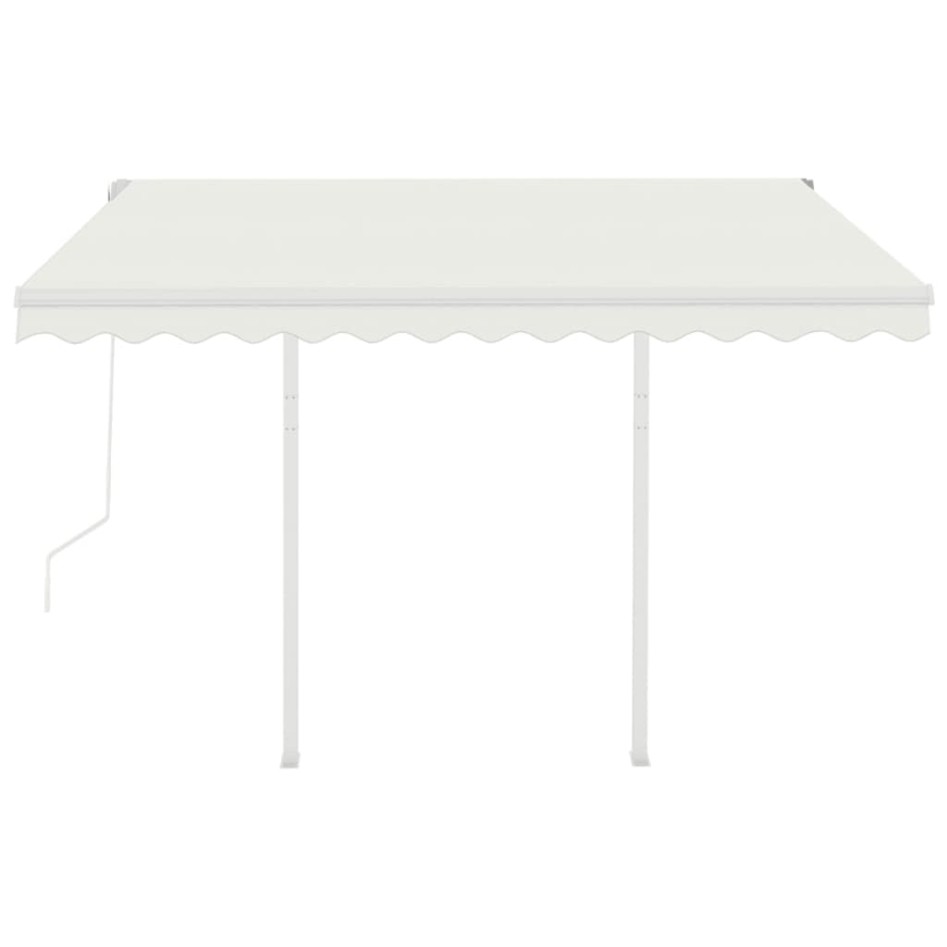 Toldo retráctil automático con postes crema 3,5x2,5