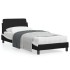 Cama con cabecero cuero sintético negro y blanco 80x200