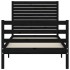 Estructura de cama con cabecero madera maciza negro 90x200