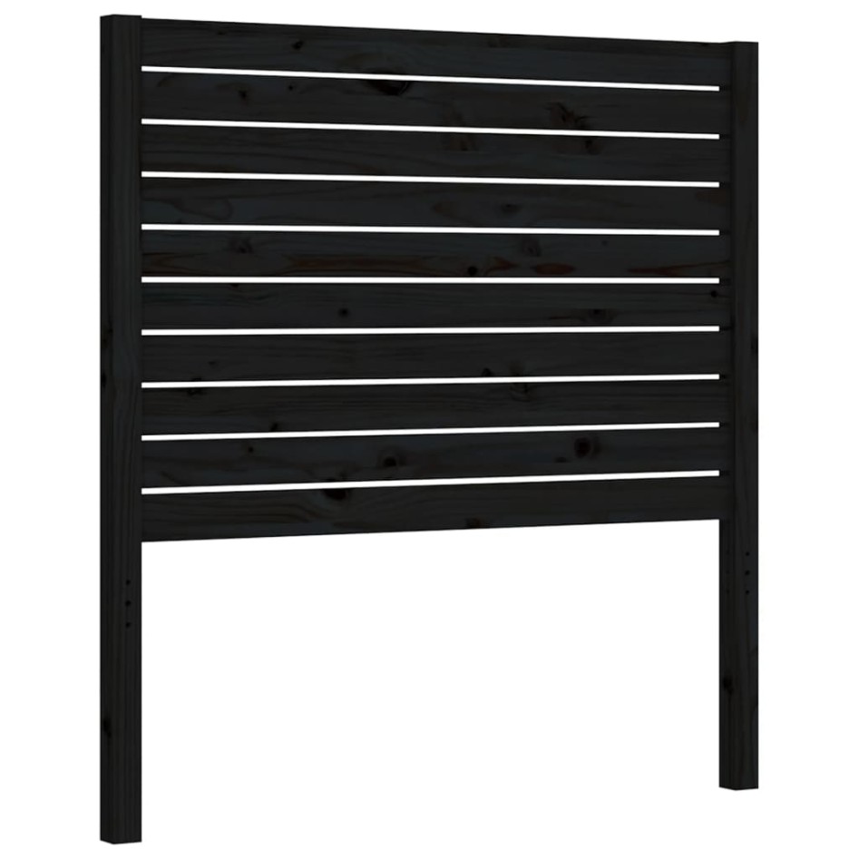 Estructura de cama con cabecero madera maciza negro 90x200
