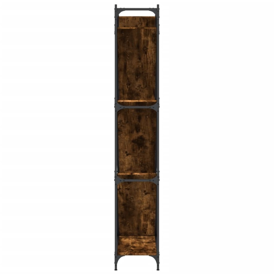 Estantería madera ingeniería y metal roble ahumado 79x30x180