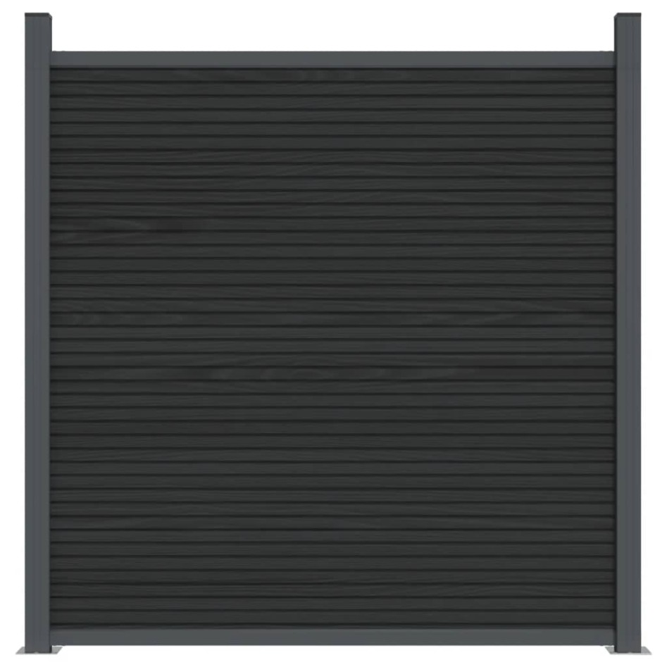 Panel de valla con 2 postes WPC gris 180x186