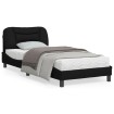 Estructura de cama con cabecero de tela negro 80x200 cm
