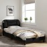 Estructura de cama con cabecero de tela negro 80x200