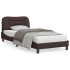 Estructura de cama con cabecero de tela marrón oscuro 90x200