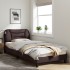 Estructura de cama con cabecero de tela marrón oscuro 90x200