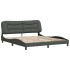 Estructura de cama con cabecero tela gris oscuro 180x200