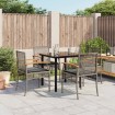 Set comedor de jardín 5 piezas con cojines ratán sintético gris