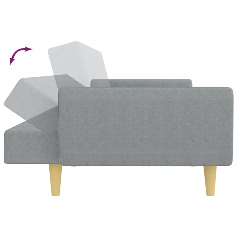 Sofá cama de 2 plazas con taburete tela gris
