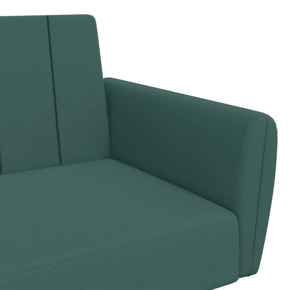 Sofá cama de 2 plazas con taburete terciopelo verde