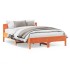 Estructura cama con cabecero madera pino marrón cera 120x200