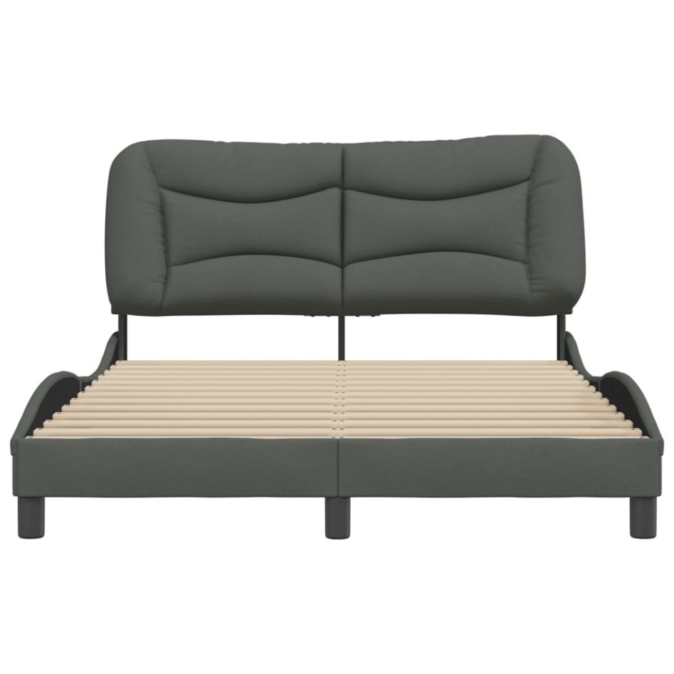 Estructura de cama con cabecero de tela gris oscuro 140x190
