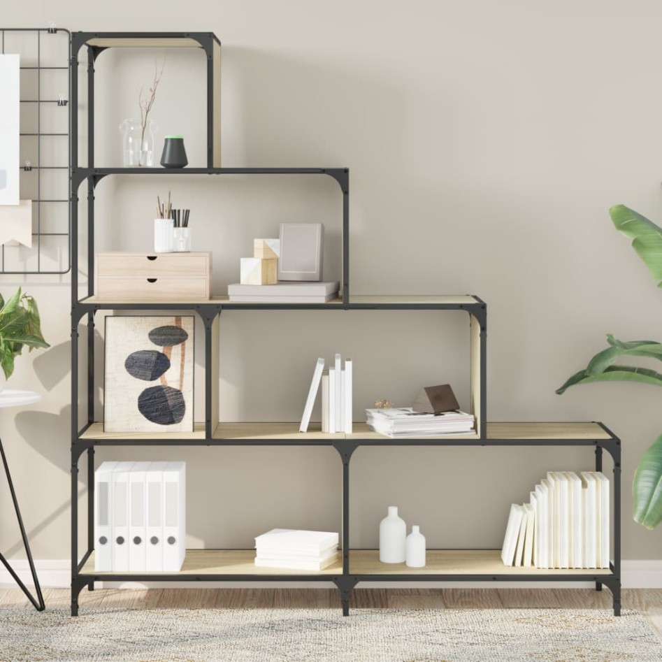 Librería con 4 peldaños madera roble Sonoma 139x33,5x149