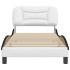 Estructura de cama con cabecero cuero sintético blanco y