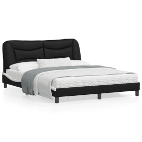 Estructura cama cabecero cuero sintético negro blanco