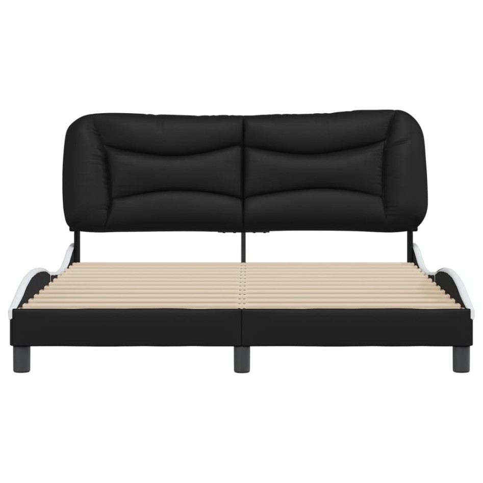Estructura cama cabecero cuero sintético negro blanco