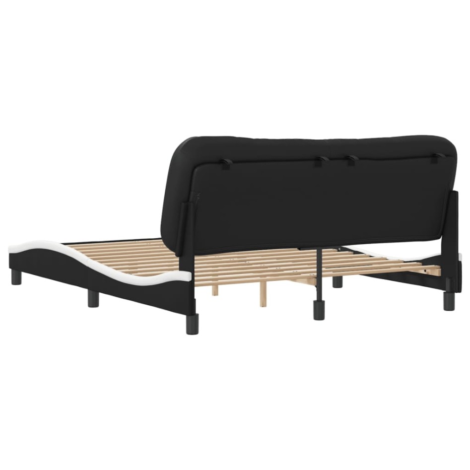 Estructura cama cabecero cuero sintético negro blanco