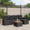 Set de sofás de jardín 6 piezas y cojines ratán sintético negro
