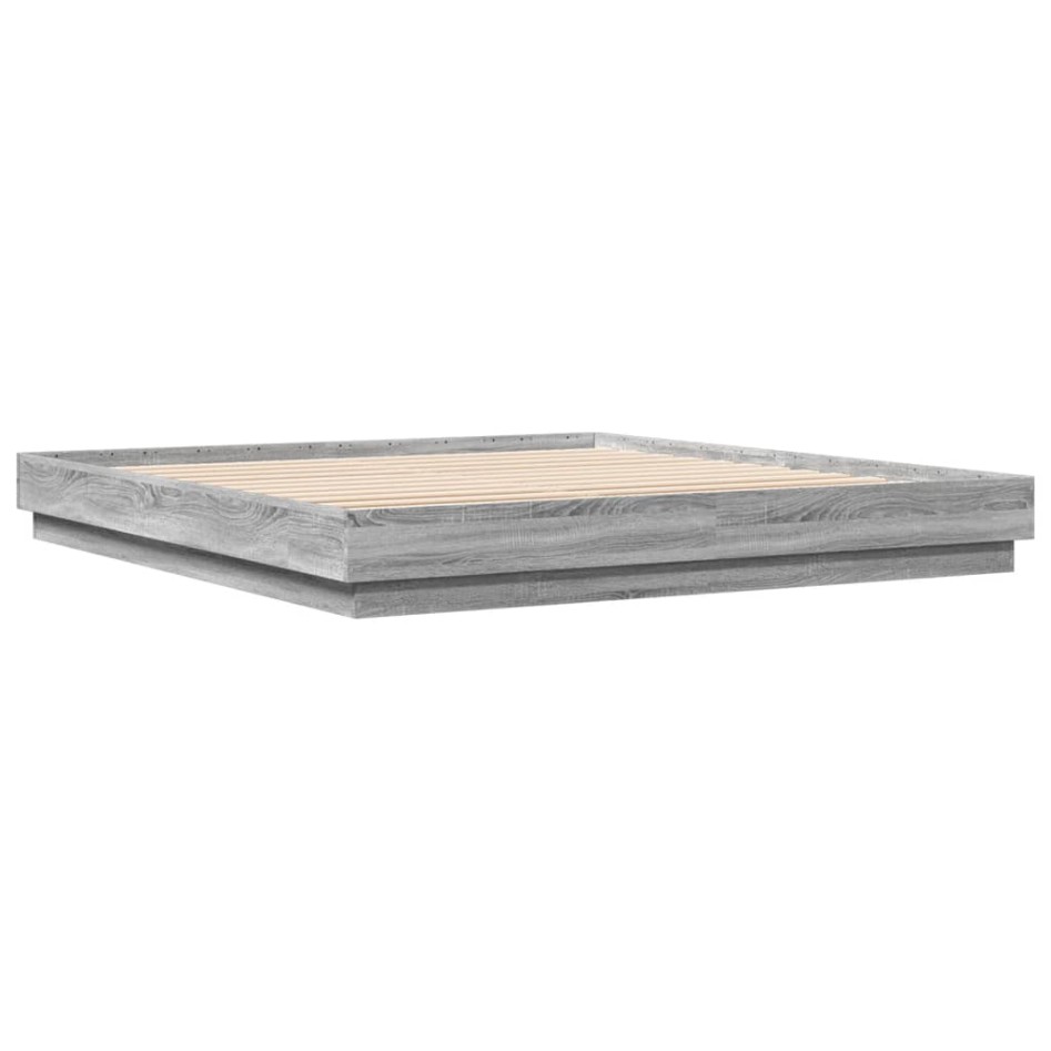 Estructura de cama madera de ingeniería gris Sonoma 200x200