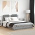 Estructura de cama cabecero luces LED gris hormigón 140x200
