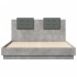 Estructura de cama cabecero luces LED gris hormigón 140x200