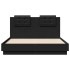 Estructura de cama con cabecero y luces LED negro 140x190