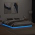 Estructura de cama con luces LED gris hormigón 180x200