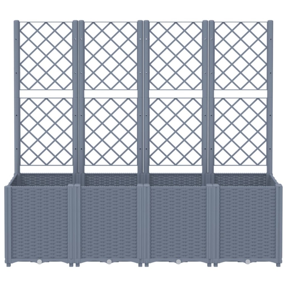 Jardinera con enrejado PP gris 160x40x140