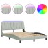 Estructura cama con luces LED terciopelo gris claro 140x190
