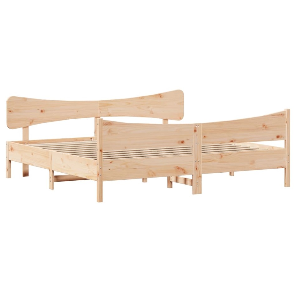 Estructura de cama con cabecero madera maciza de pino