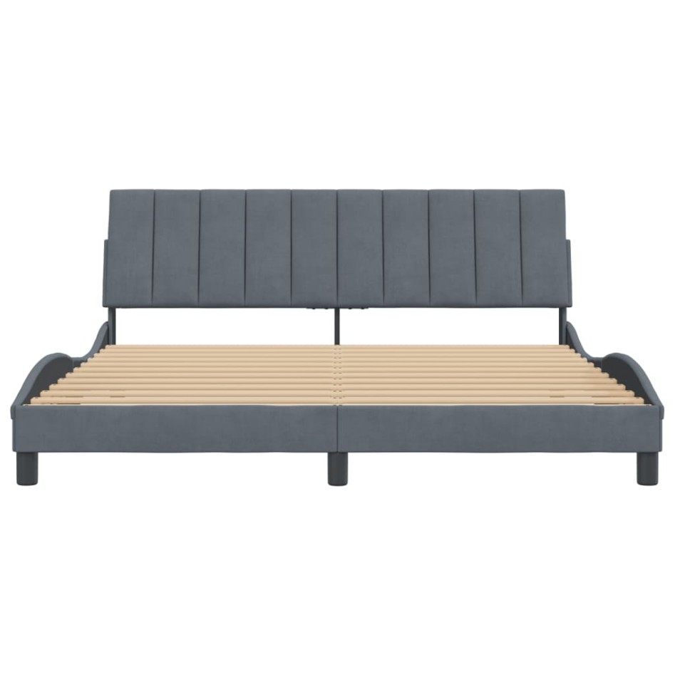 Estructura cama con cabecero terciopelo gris oscuro 180x200
