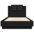 Cama con cabecero madera de ingeniería negra 90x190