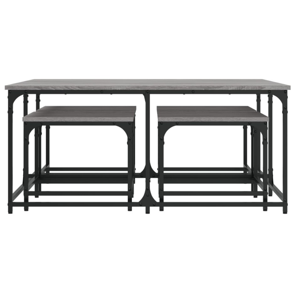 Mesas de centro apilables 5 pzas madera ingeniería gris