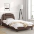 Estructura de cama cabecero cuero sintético marrón 100x200