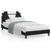 Estructura de cama con cabecero cuero sintético negro y blanco