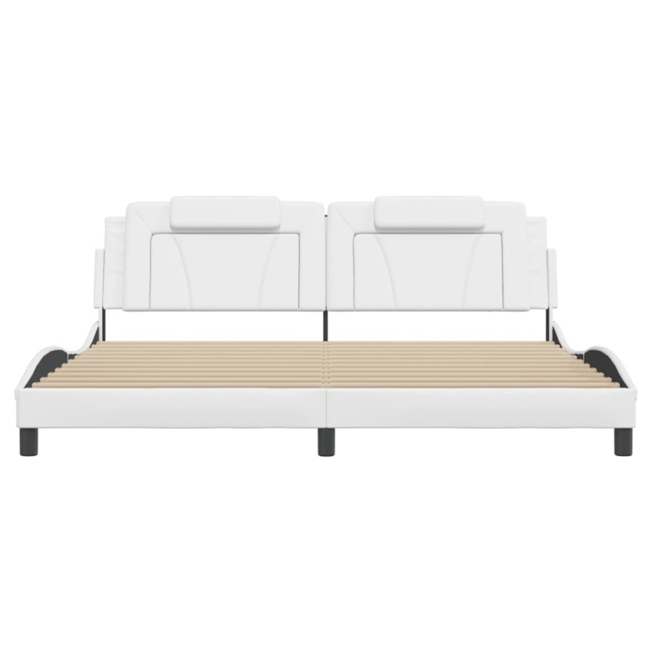 Estructura de cama cabecero cuero sintético blanco 200x200