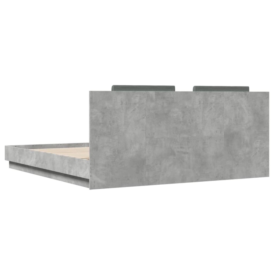 Cama con cabecero madera de ingeniería gris hormigón 160x200