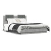 Cama con cabecero madera de ingeniería gris hormigón 135x190 cm