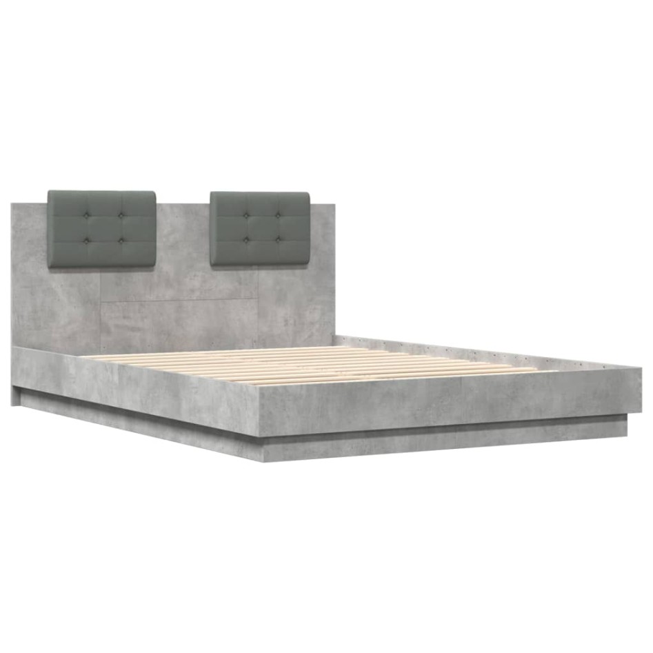 Cama con cabecero madera de ingeniería gris hormigón 120x200