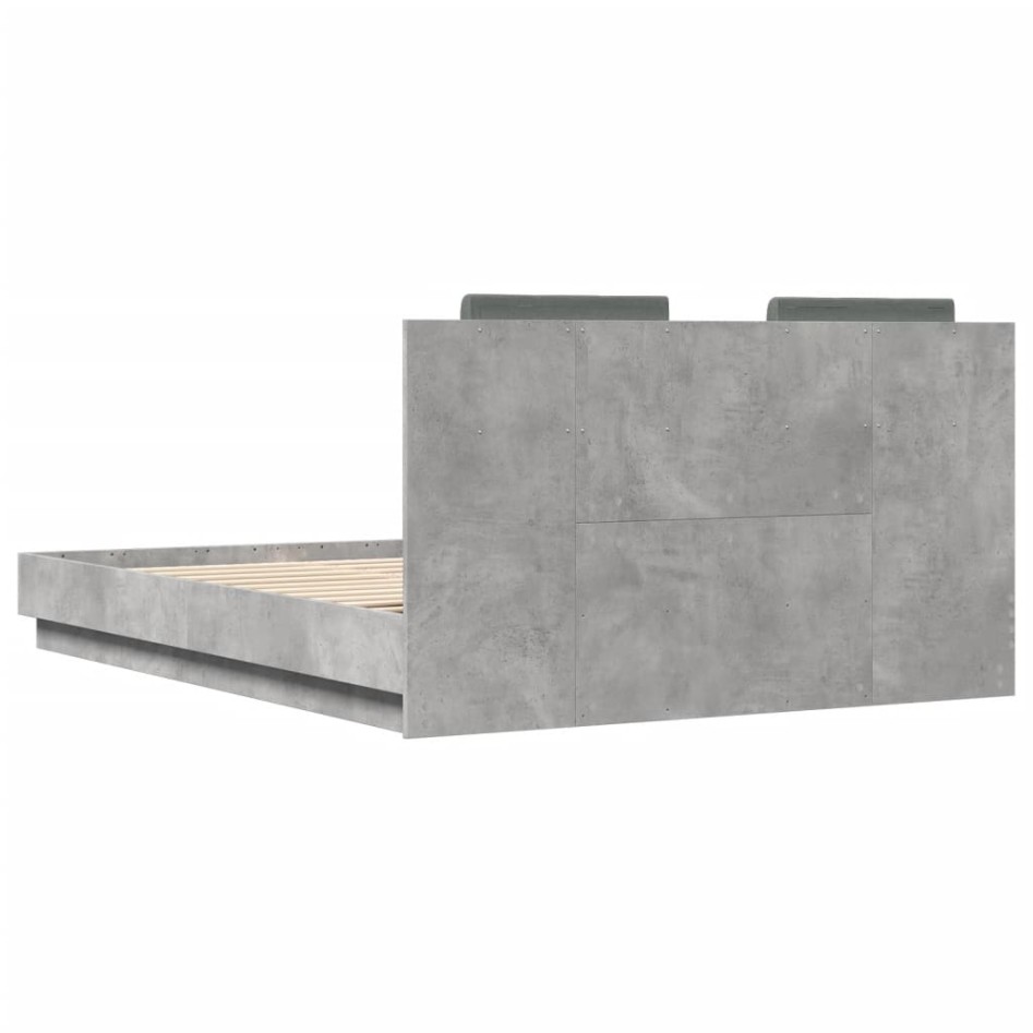 Cama con cabecero madera de ingeniería gris hormigón 120x200