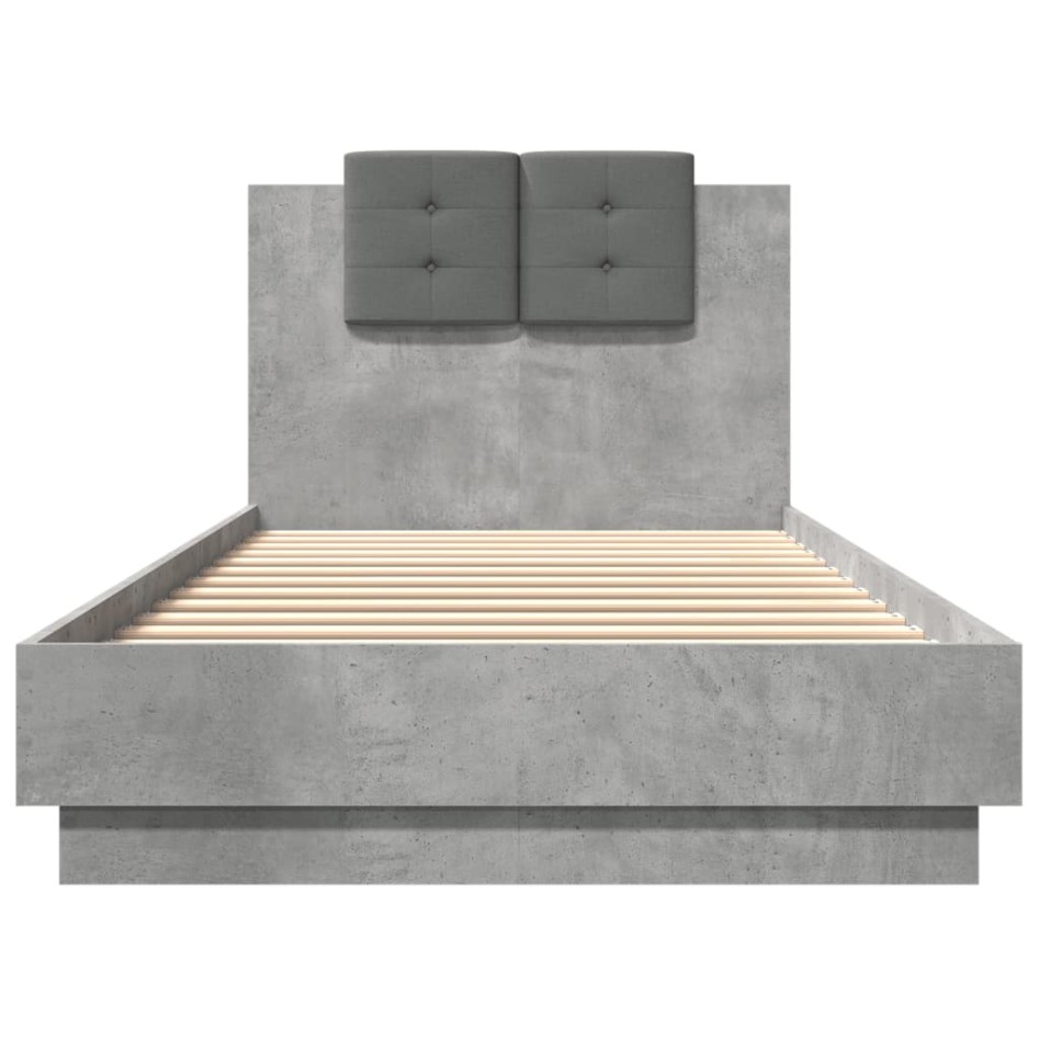 Cama con cabecero madera de ingeniería gris hormigón 100x200
