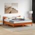 Estructura cama con cabecero madera pino marrón cera 180x200
