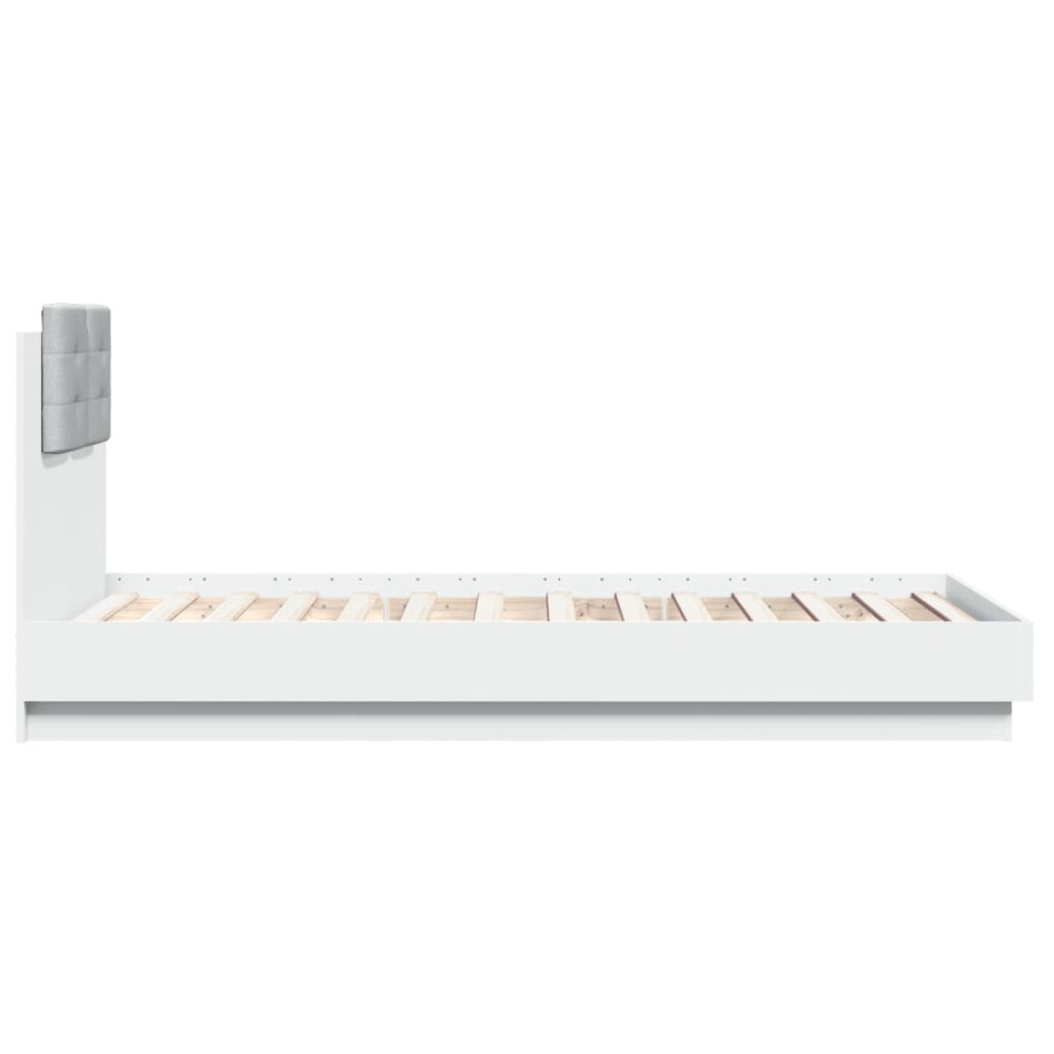Estructura de cama con cabecero y luces LED blanco 75x190