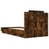 Estructura de cama cabecero luces LED roble ahumado 75x190