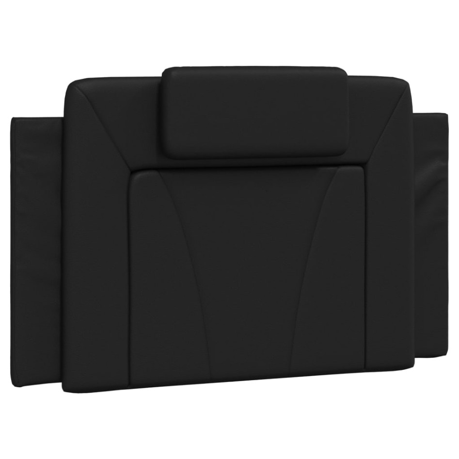Estructura de cama con cabecero cuero sintético negro 90x190