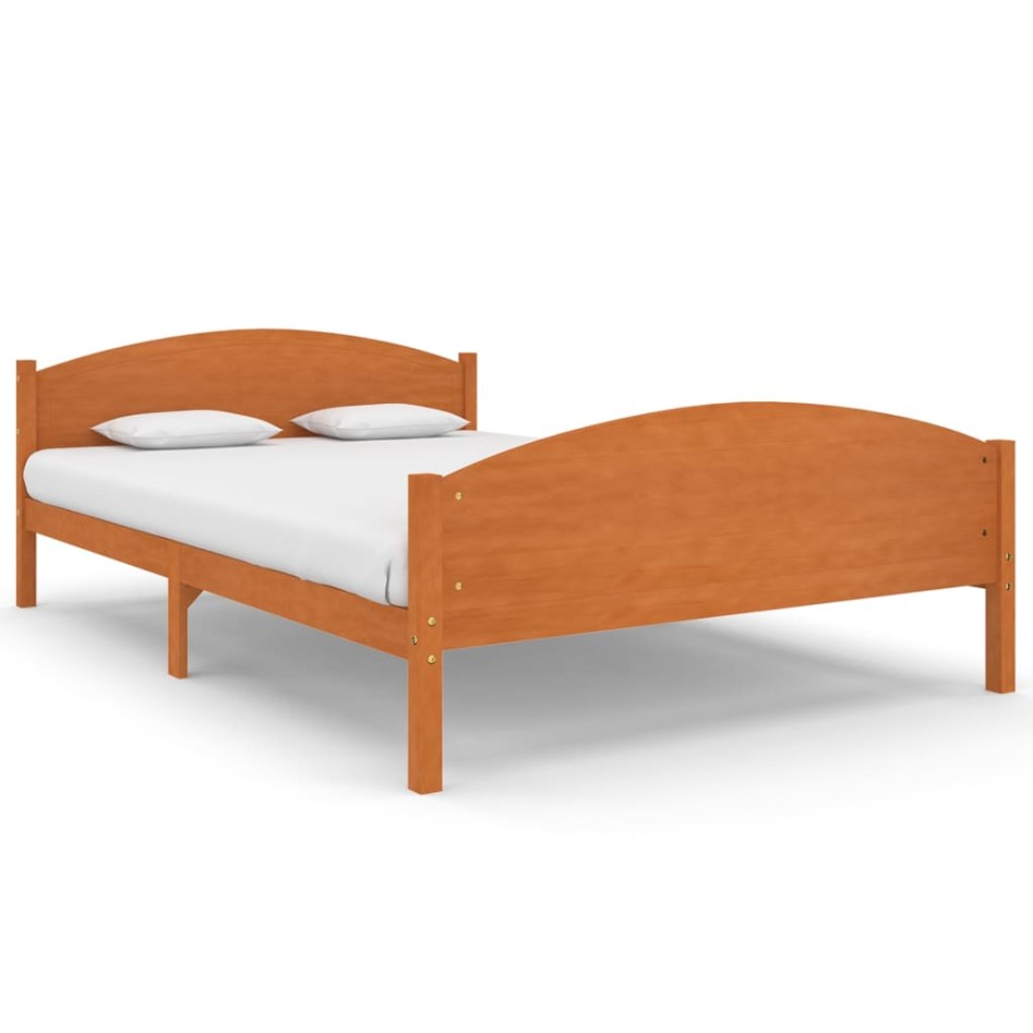 Estructura de cama madera maciza pino marrón miel 140x200